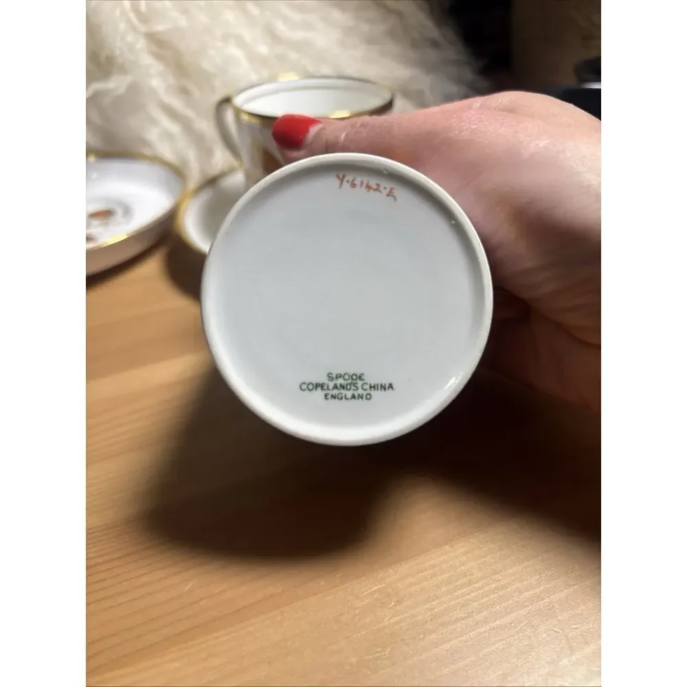2-piece Spode Bone China England Cup & Saucer Set White/Gold Trim Handle